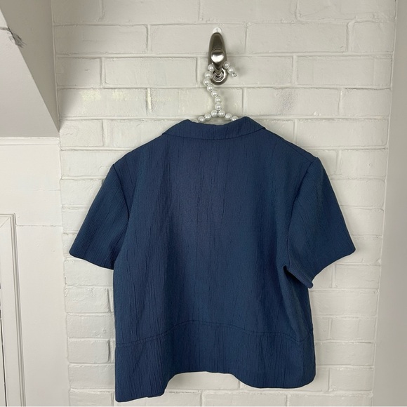 Vintage Katie Lee Boxy Blue Short Sleeve Button Down Shirt Size 12 - Picture 6 of 6